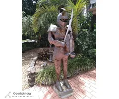7 Foot Metal Knight Statue With Armor